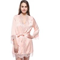 2019 Neue Damen Spitze Sexy Pyjamas Hosenträger Shorts Nachthemd Dreiteiliger Anzug Imitation Seide Home Wear Großhandel main image 6