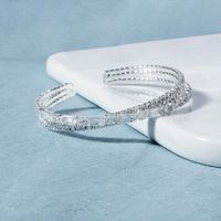 New Simple  Cross Open Bracelet Light Luxury Zircon Bracelet Wholesale Nihaojewelry main image 3