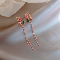 Fashion Niche Green Crystal Butterfly Earrings New  Alloy Earrings Nihaojewelry main image 1