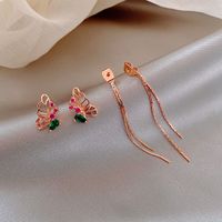 Fashion Niche Green Crystal Butterfly Earrings New  Alloy Earrings Nihaojewelry main image 5