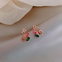 Fashion Niche Green Crystal Butterfly Earrings New  Alloy Earrings Nihaojewelry main image 6