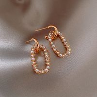 Fashion 925 Silver Needle Ring Pearl  Korean Wild Geometric Earrings Nihaojewelry Wholesale main image 6