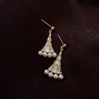 Fashion 925 Silver Needle Korea Pearl  Geometric Fan-shaped Earrings For Women Nihaojewelry Wholesale main image 4