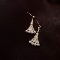 Fashion 925 Silver Needle Korea Pearl  Geometric Fan-shaped Earrings For Women Nihaojewelry Wholesale main image 5