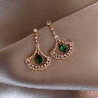 Fashion 925 Silver Needle Light Fashion Water Drop Full Diamond Fan-shaped Earrings Korean Earrings Nihaojewelry main image 4