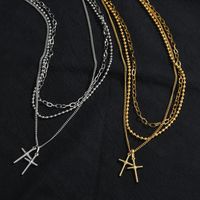 Fashion Cross Multi-layer Necklace Hip Hop Stainless Steel Necklace For Women Retro Pendant Net Red Long Section Fashion Necklaces main image 3