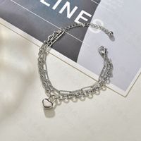 Korean Fashion Retro Titanium Steel Heart-shaped Lock Double-layer Bracelet Wholesale Nihaojewelry main image 3