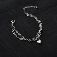 Korean Fashion Retro Titanium Steel Heart-shaped Lock Double-layer Bracelet Wholesale Nihaojewelry main image 5