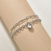 Korean Fashion Retro Titanium Steel Heart-shaped Lock Double-layer Bracelet Wholesale Nihaojewelry main image 6