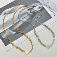 Korea New Titanium Steel Love Fashion Necklace For Women Simple Retro Heart-shaped Clavicle Chain Necklace Wholesale Nihaojewelry main image 3