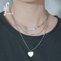 Fashion Love Clavicle Chain For Women Simple Heart-shaped Multilayer Pendant Necklace Stainless Steel New Tide Jewelry Nihaojewelry main image 1