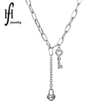 Fashion Stainless Steel Key Necklace Simple Niche Pendant Small Lock Clavicle Chain For Women Nihaojewelry main image 2