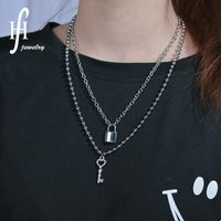 Korean New Retro Geometric Lock Necklace For Women Simple Niche Double Clavicle Chain Trend Wild Necklace Nihaojewelry main image 2