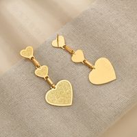 بسيطة على شكل قلب متعددة طبقة لامعة الحب الأقراط الفولاذ المقاوم للصدأ مبالغ فيه مجوهرات الجملة Nihaojewelry main image 5