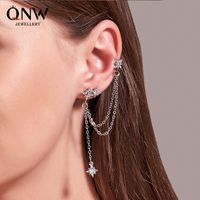 Star Earrings Korean Cool And Handsome Single Tassel Ear Clip Earrings Wholesale Nihaojewelry main image 1