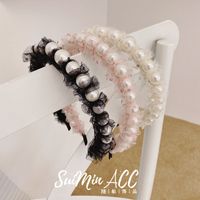 Korean Fashion Mesh Headband Fine-edge Large Pearl Headband Hair Bundle Wholesale Nihaojewelry main image 5