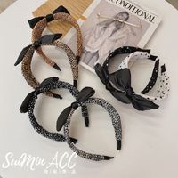Korean Leopard Print Folds Bowknot Hair Band New Fashion Wide Brim Headband   Wholesale Nihaojewelry main image 3