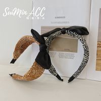 Korean Leopard Print Folds Bowknot Hair Band New Fashion Wide Brim Headband   Wholesale Nihaojewelry main image 5