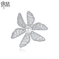 Korean Fashion Micro-inlaid Zircon Flower Pearl Brooch Wholesale Nihaojewelry main image 1