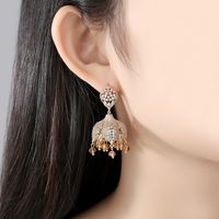 New Creative Tassel Pearl Pendant Bell Earrings Ethnic Earrings Wholesale Nihaojewelry main image 3