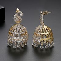 Banquet Bell Hollow Ladies Pearl Pendant Earrings Wholesale Nihaojewelry main image 4