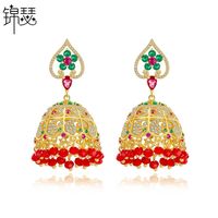 Stud Earrings Color Hollow Ethnic Style Lady Copper Inlaid Zirconium Tassel Earrings Wholesale Nihaojewelry main image 2