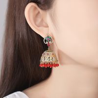 Jinse Yin Rote Ohrringe Europäische Und Amerikanische Grenz Überschreitende Farbe Hohle Ethnische Stil Damen Kupfer Eingelegtes Zirkonium Quaste Ohrring Geschenk main image 5