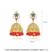 Jinse Yin Rote Ohrringe Europäische Und Amerikanische Grenz Überschreitende Farbe Hohle Ethnische Stil Damen Kupfer Eingelegtes Zirkonium Quaste Ohrring Geschenk main image 6