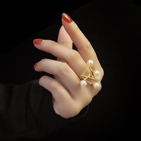 Cross Symbol Magazine Style Pearl Exaggerated Fashion Ring Titanium Steel Material Rings Wholesale Nihaojewelry main image 1