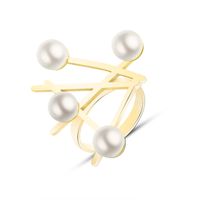 Cross Symbol Magazine Style Pearl Exaggerated Fashion Ring Titanium Steel Material Rings Wholesale Nihaojewelry main image 6