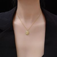 Fashion Baroque Irregular Bump Texture Pendant Necklace Clavicle Chain Titanium Steel Plated 18k Gold Nihaojewelry main image 3