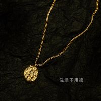Fashion Baroque Irregular Bump Texture Pendant Necklace Clavicle Chain Titanium Steel Plated 18k Gold Nihaojewelry main image 5