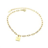 Fashion All-match Long Chain Letters Lucky Square Anklet Stainless Steel Anklet Nihaojewelry main image 6