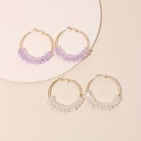 Korean Exaggerated Geometric Big Circle Purple Transparent Crystal Earrings Hipster Simple Ring Earrings Wholesale Nihaojewelry main image 1