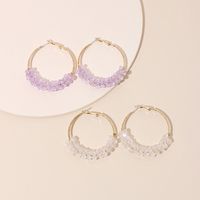 Korean Exaggerated Geometric Big Circle Purple Transparent Crystal Earrings Hipster Simple Ring Earrings Wholesale Nihaojewelry main image 2