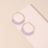 Korean Exaggerated Geometric Big Circle Purple Transparent Crystal Earrings Hipster Simple Ring Earrings Wholesale Nihaojewelry main image 3
