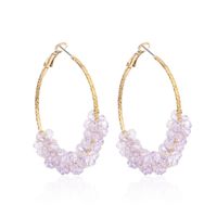 Korean Exaggerated Geometric Big Circle Purple Transparent Crystal Earrings Hipster Simple Ring Earrings Wholesale Nihaojewelry main image 6