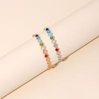 Colored Crystal Bead Gold Open Bracelet New Hollow Adjustable Bracelet Wholesale Nihaojewelry main image 1