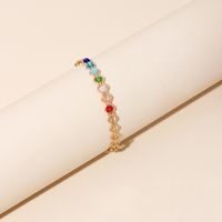 Colored Crystal Bead Gold Open Bracelet New Hollow Adjustable Bracelet Wholesale Nihaojewelry main image 6