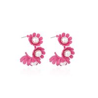 Hot Sale Korea Candy Color Cute Flower Earrings C-shaped Wreath Childlike Pearl Earrings Wholesale Nihaojewelry main image 4
