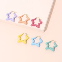 Candy Color Fashion Childlike Star Earring Five-pointed Star Long Resin Earrings Wholesale Nihaojewelry main image 6