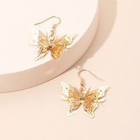 Fashion  Hot Sale Models Zircon Earrings  Gold Three-dimensional Butterfly Earrings For Women Nihaojewelry main image 2