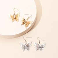 Fashion  Hot Sale Models Zircon Earrings  Gold Three-dimensional Butterfly Earrings For Women Nihaojewelry main image 3