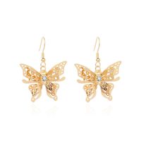 Fashion  Hot Sale Models Zircon Earrings  Gold Three-dimensional Butterfly Earrings For Women Nihaojewelry main image 6