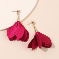 Korean Long Flower Earrings Multi-color Petals Zircon Earrings Wholesale Nihaojewelry main image 4