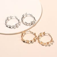 Golden Butterfly Flying Round Ring Metal Earrings Spread Geometric Circle Earrings Wholesale Nihaojewelry main image 1