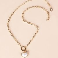 Fashion Simple Pearl White Love Pendant Necklace Fashion Heart-shaped Thick Chain Clavicle Chain For Women Nihaojewelry main image 2