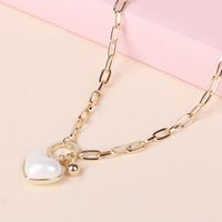 Fashion Simple Pearl White Love Pendant Necklace Fashion Heart-shaped Thick Chain Clavicle Chain For Women Nihaojewelry main image 3