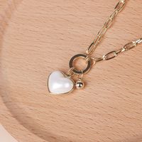 Fashion Simple Pearl White Love Pendant Necklace Fashion Heart-shaped Thick Chain Clavicle Chain For Women Nihaojewelry main image 4