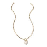 Fashion Simple Pearl White Love Pendant Necklace Fashion Heart-shaped Thick Chain Clavicle Chain For Women Nihaojewelry main image 6
